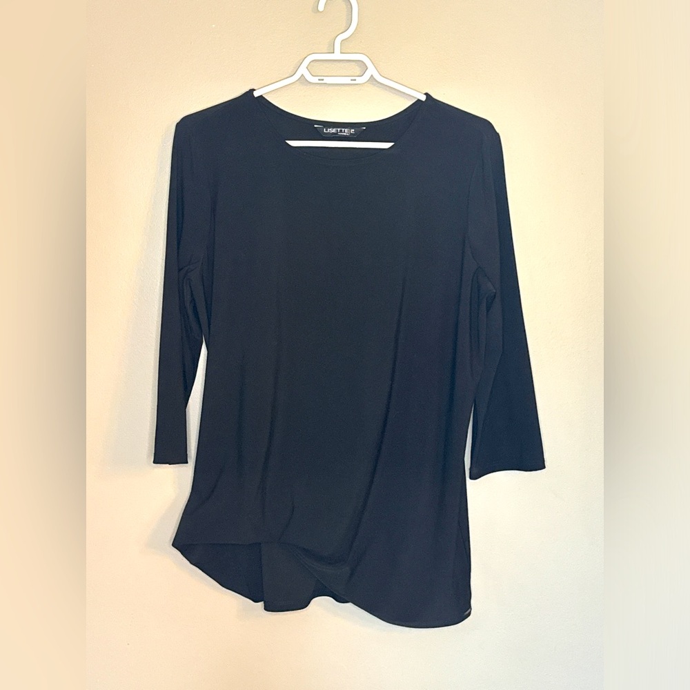 LISETTE Black Long-Sleeve Scoop Neck Tunic